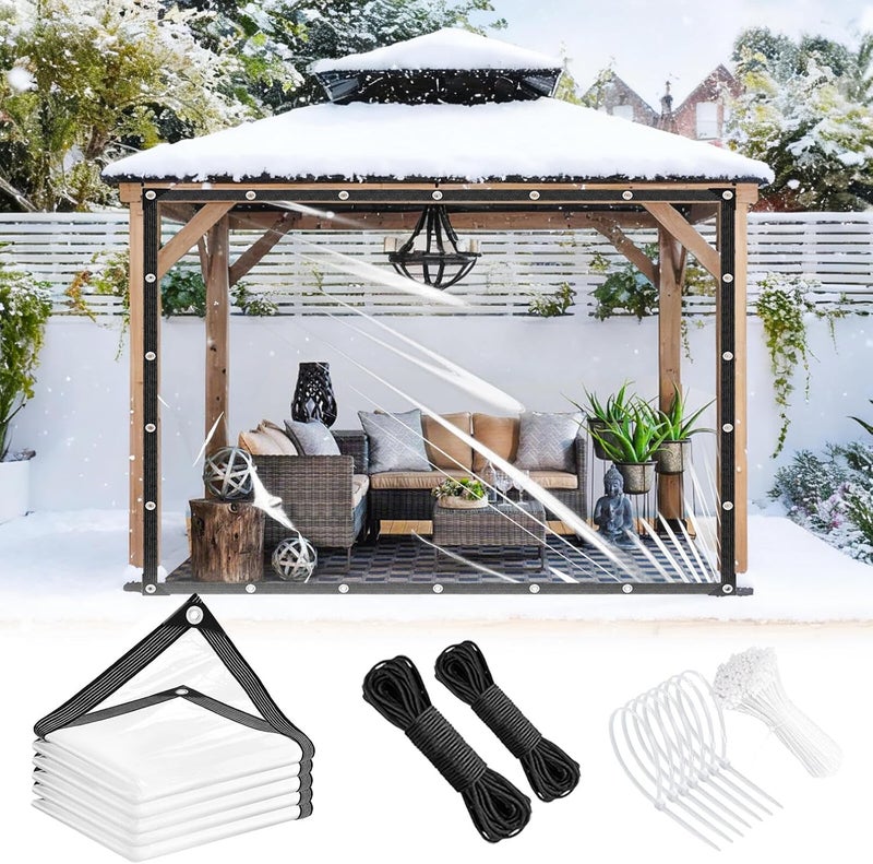 MVRFN Clear Tarp with Grommets 10x12ft Clear Tarps Heavy Duty Thickened PVC Tear Resistant Reinforced Edges for Greenhouse Patio Garden Chicken Porch Outdoor Chicken Coop Cover Greenhouse Plant Enclosure - Image 1